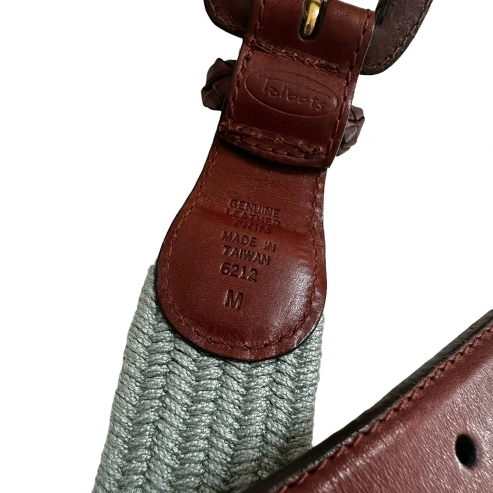 Talbots Woven Elastic Stretch Classic Braided Belt, Teal Blue, Medium